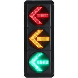 Semáforo Vertical de Giro Izquierdo / LED de Cuatro Elementos / Carcasa PC y ABS / IP53 / Transformador AC 24V / Flecha Izquierda / Protección IP53 / Vida Útil LED ≥100,000 Hrs