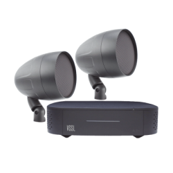 KIT Amplificador VSSL A1X | 2 Bocinas Acoustiscape TruAudio Modelo AS2T |  IP66