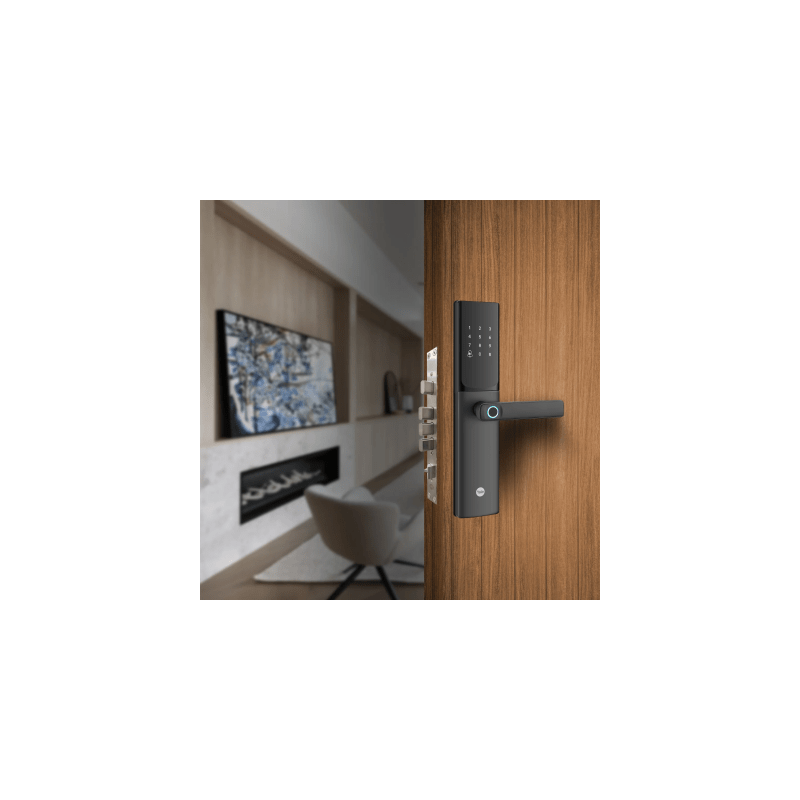 Cerradura Digital JULIUS / Sensor de Huella con Inteligencia Artificial / Registro de 100 Huellas y 100 Códigos / Bloqueo Automático / Modo Niños / IP54 / Incluye 2 Llaves de Alta Seguridad y 4 Tarjetas MIFARE