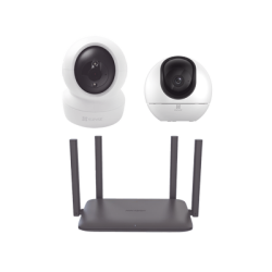 Kit de Camaras Wi-Fi Para Interior, Incluye 1 pieza CS-H6 / 1 Pieza C6N / 1 Pieza de Router DS-3WR15X / Seguimiento Inteligente / Ranura para Memoria / Audio de Dos Vías / Wifi 6 / 4 Puertos 1000 Mbps