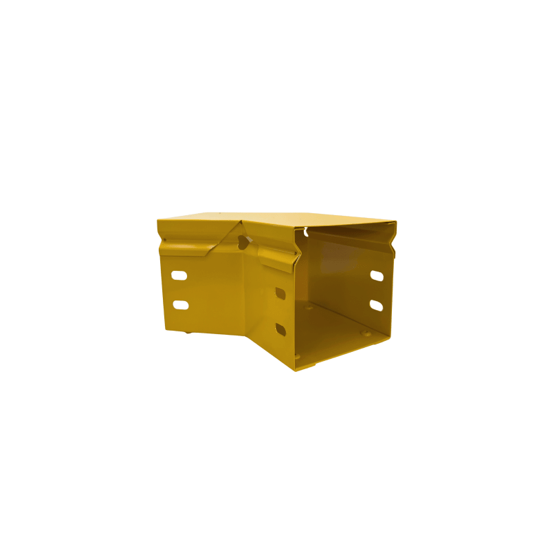 CHFIBER CURVA HORIZONTAL A 45° DE ALUMINIO PERALTE 4" ANCHO 4" RADIO 8" CON RECUBRIMIENTO EN PINTURA EPÓXICA, INCLUYE TAPA , UN PAR DE COPLES Y TORNILLERÍA. 