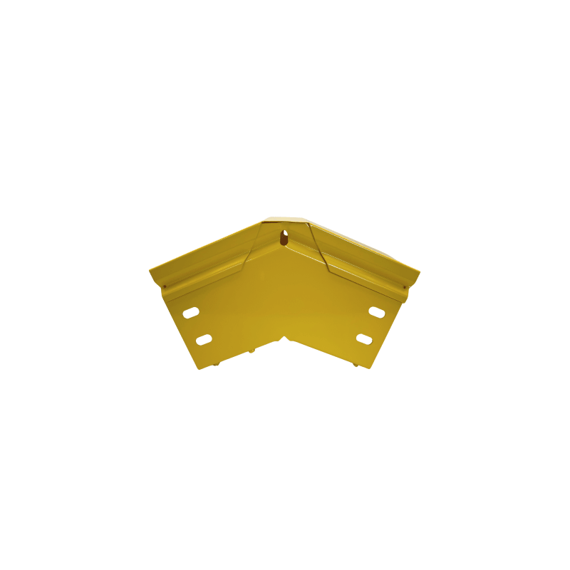CHFIBER CURVA VERTICAL EXTERIOR A 45° DE ALUMINIO PERALTE 4" ANCHO 4" RADIO 8" CON RECUBRIMIENTO EN PINTURA EPÓXICA, INCLUYE TAPA , UN PAR DE COPLES Y TORNILLERÍA.