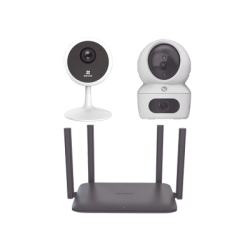 Kit de cámaras WiFi Para Uso en Interior / Incluye 1 pieza CS-H7C / 1 pieza CS-C1C / 1 Pieza de Router DS-3WR15X / Detección de Movimiento / Audio Bidireccional / 4 Puertos 1000 Mbps / Visión nocturna a color