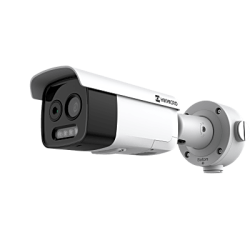 Bala IP Dual / Térmica 9.7 mm (160 x 120) / Óptico 8 mm (4 Megapixel) / Detección de Personas 285 Mts / 40 mts IR / Exterior IP67 / PoE / Termométrica / Detección de Temperatura (Fuego) / Sirena y Luz / Micro SD 32 GB In