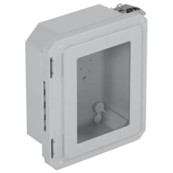 Caja Impermeable De Fibra De Vidrio, 8.77" (22.27cm) Alto x 6.77" (17.19cm) Ancho x 4.06" (10.31cm), Con Ventanilla, Listado UL/cUL, Hecho En EE.UU, Serie EnviroArmour®