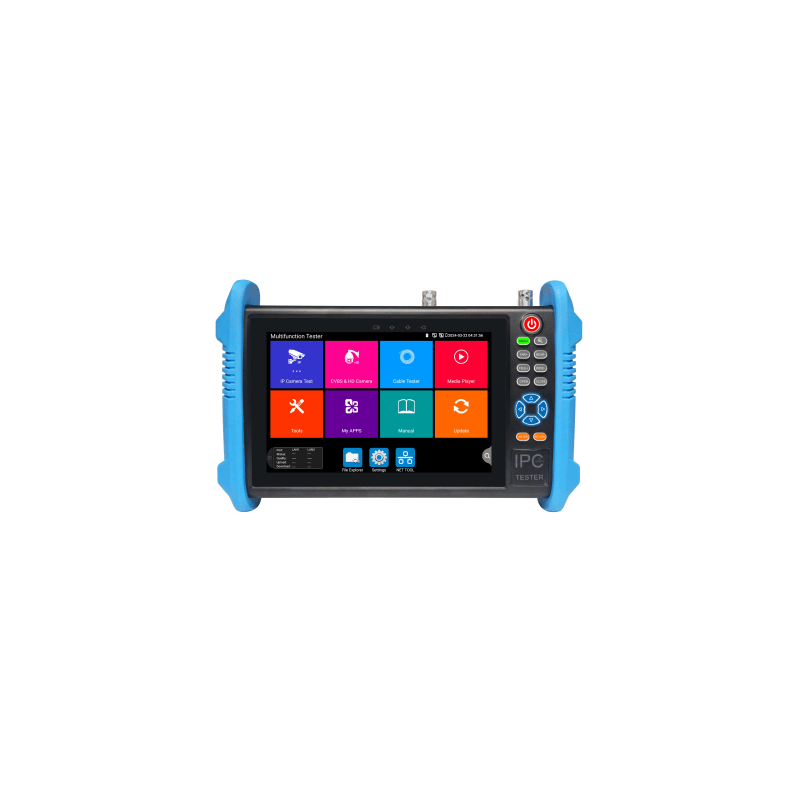 Tester de Video Profesional | Pantalla 7"|  Prueba IP/HD/Analógicas | TVI/CVI/AHD/CVBS | IP ONVIF | 4K/8K | H.264/H.265 | HDMI | PTZ | Scanner IP | TDR | Salidas 12V/24V/PoE | Activación Simultanea.