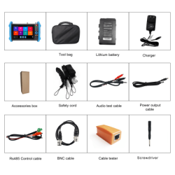 Tester de Video Profesional | Pantalla 7"|  Prueba IP/HD/Analógicas | TVI/CVI/AHD/CVBS | IP ONVIF | 4K/8K | H.264/H.265 | HDMI | PTZ | Scanner IP | TDR | Salidas 12V/24V/PoE | Activación Simultanea.