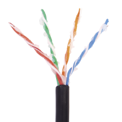 Bobina de 1000 ft ( 305 m ) Cat5e con gel para exterior, color Negro, para aplicaciones en sistemas de redes de datos y cableado estructurado.Uso intemperie.