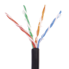 Bobina de 1000 ft ( 305 m ) Cat5e con gel para exterior, color Negro, para aplicaciones en sistemas de redes de datos y cableado estructurado.Uso intemperie.