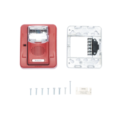 Sirena Estrobo, 24 Vcd, Multi-Candela 15 hasta 110 cd, Montaje En Pared, Color Rojo, Serie HEC3 (0500-06020), Hochiki 