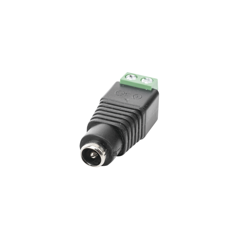 Adaptador Hembra Tipo Jack de 3.5 mm polarizado de 12 Vcc / Terminales Tipo Tornillo / Polarizado (+/-) / Ideal para Cámaras de Video Vigilancia.