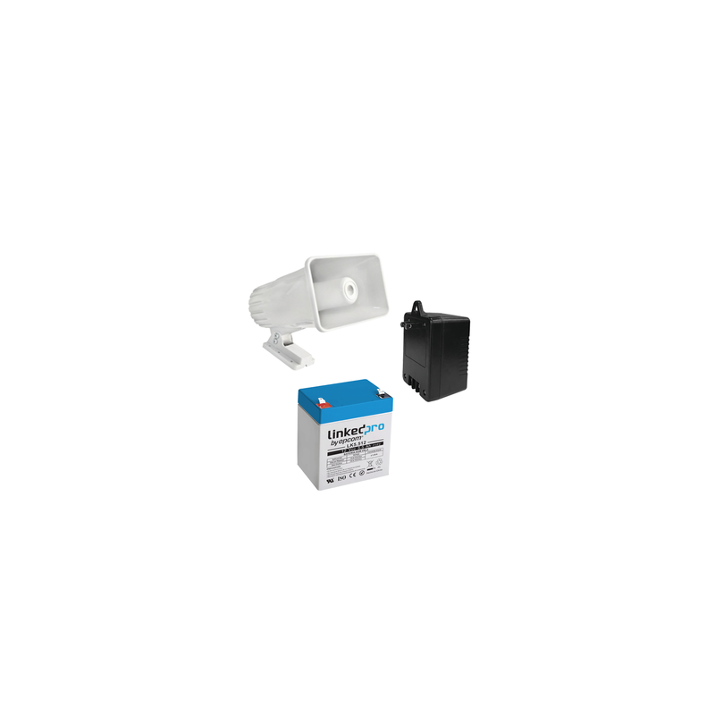 Kit de accesorios con Bateria 5.5 Ah, Transformador 16.5Vca  y sirena de 30 watts
